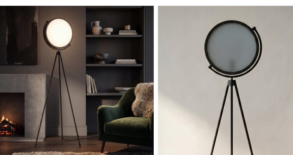 Stehlampe aus Schwarzstahl