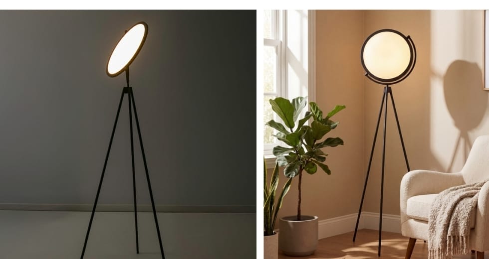 Stehlampe aus Schwarzstahl