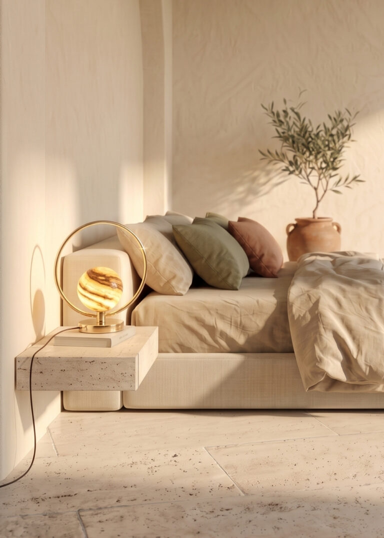 Printed glass table lamp and golden steel