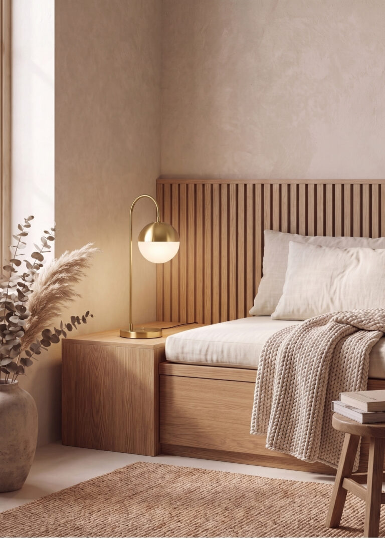 Table lamp white glass and polished gold steel
